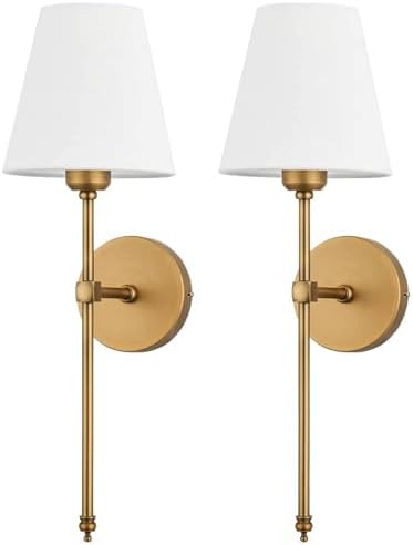 Brushed brass wall sconces set of two