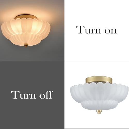 Scalloped milk glass flush mount ceiling light dimensions