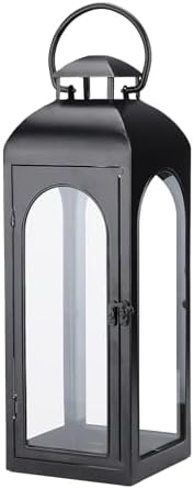 Metal and glass candle lantern, 16 inch
