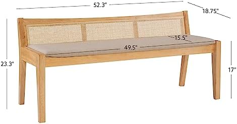 Cane bench woven back detail