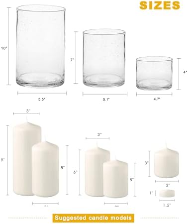 Glass hurricane candle holders styled on a dining table