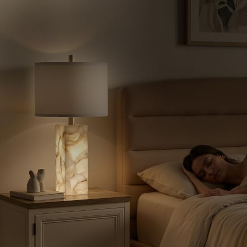 Alabaster table lamp rotary switch detail