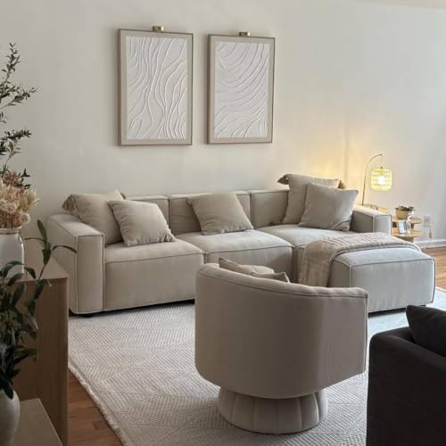 Sectional sofa ottoman positioned for extra seating