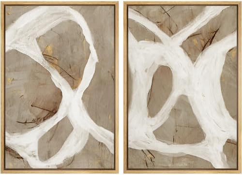 Abstract brushstroke framed wall art set of two