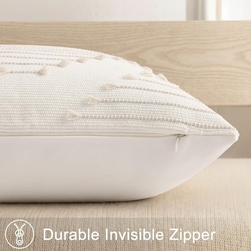 Outdoor pillow covers styled in a neutral patio setting