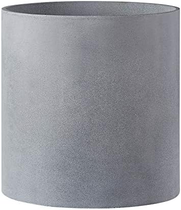 Gray fiberstone cylinder planter