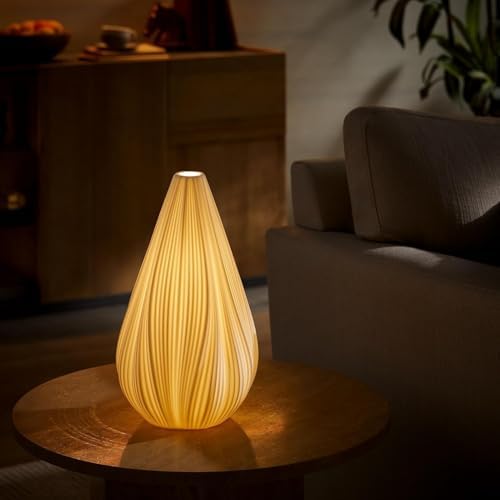 Fluted ceramic table lamp turned off