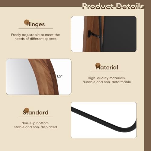 Arched wood floor mirror dimensions diagram