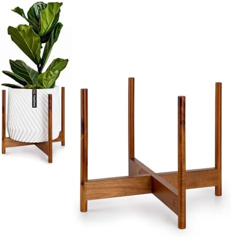 Mid-century acacia wood plant stand
