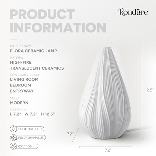 Fluted ceramic table lamp close up of ribbed shade