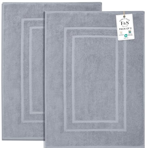 Ring-spun cotton bath mats, set of 2, grey