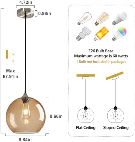 Pendant light hanging over a kitchen island