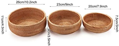 Rattan baskets styled on a kitchen counter