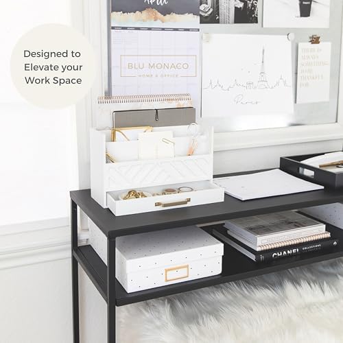 Close-up of the desk organizer gold drawer handle
