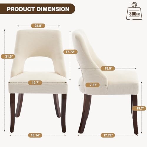 Beige dining chairs styled at a dining table