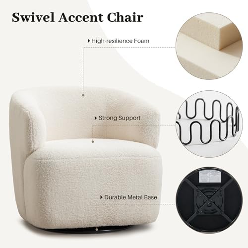 Boucle swivel chair front view