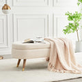 Oval boucle storage bench with gold legs