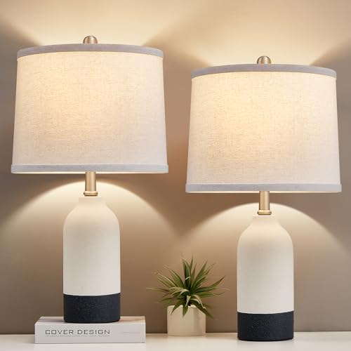 Ceramic table lamp set of 2 in ivory