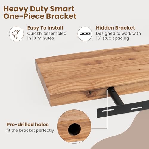 Set of two live-edge floating shelves dimensions