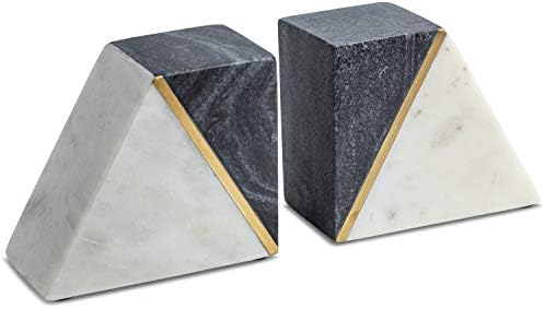 Marble and brass bookends set of two