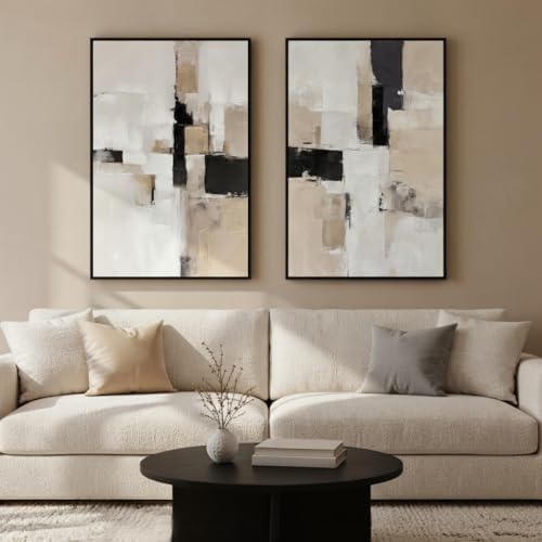Textured abstract wall art set of 2 in earth tones