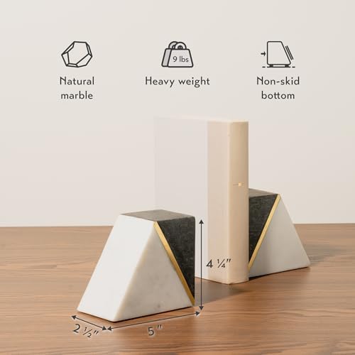 Marble bookend brass inlay detail