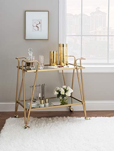 Brass bar cart close up of frame detail
