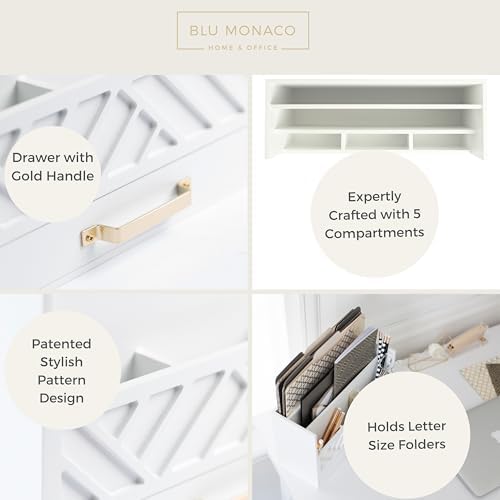 Desk organizer dimensions and compartment layout diagram