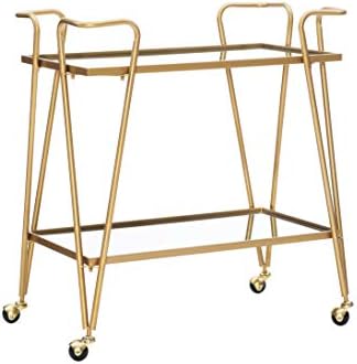 Brass bar cart with two tier shelves