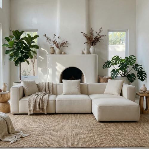 Cream sectional sofa styled in a living room