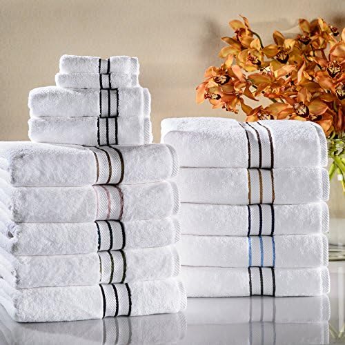 Turkish cotton bath towels folded on a shelf