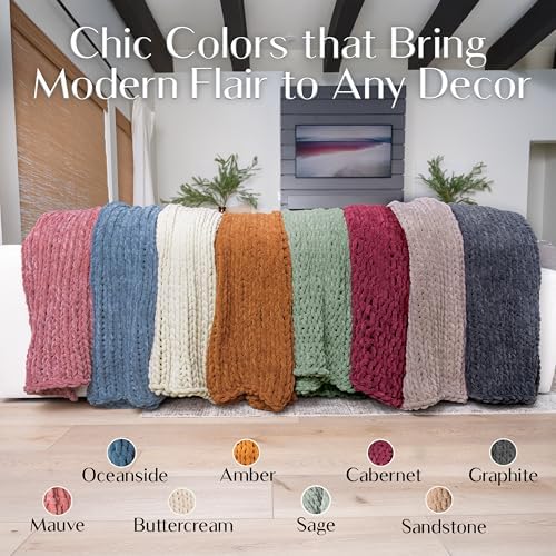 Chunky knit throw blanket color detail