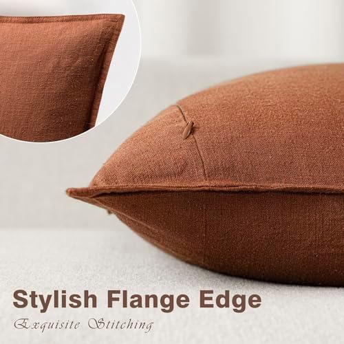 Close-up of flange edge on linen pillow cover