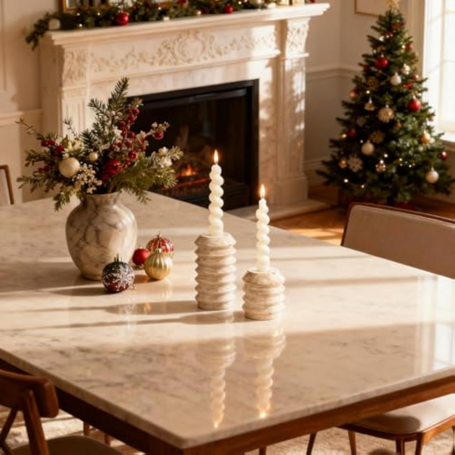Travertine candle holder size comparison