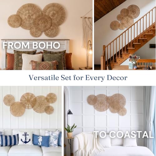 Jute wall baskets styled in a living room
