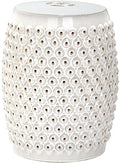 Nailhead textured ceramic garden stool in cream