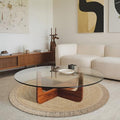 Round jute area rug full view