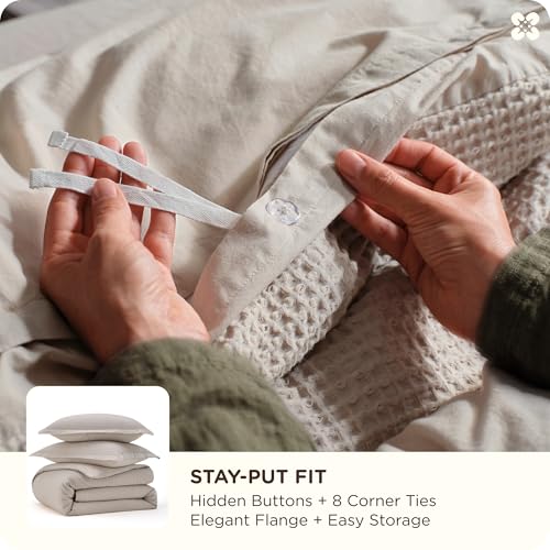 Waffle duvet cover styled in a neutral bedroom