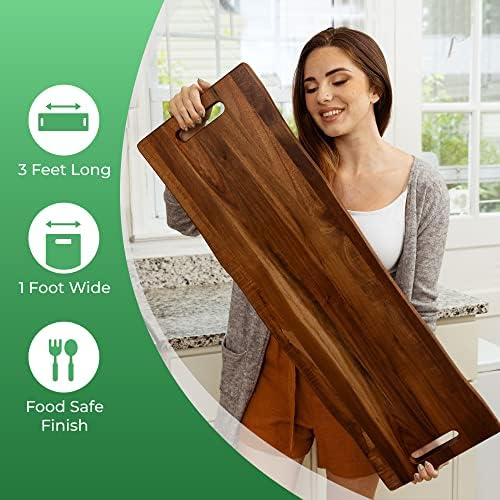 Acacia wood serving board styled with cheese and fruit