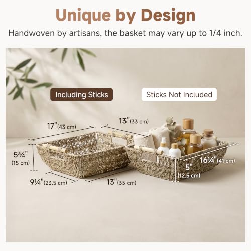 Seagrass storage baskets stacked