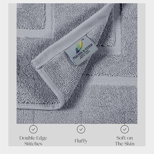 Cotton bath mats stacked pair
