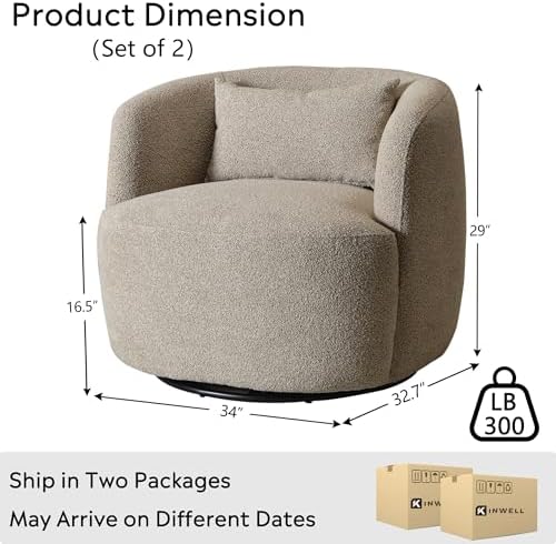 Boucle barrel chairs styled in a living room reading nook