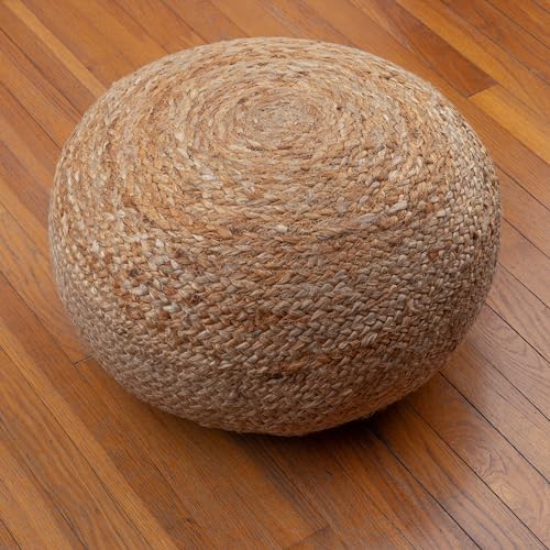 Jute pouf ottoman top view
