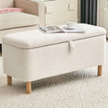 Boucle storage bench styled at end of bed