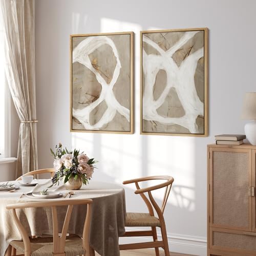 Framed wall art natural wood frame detail