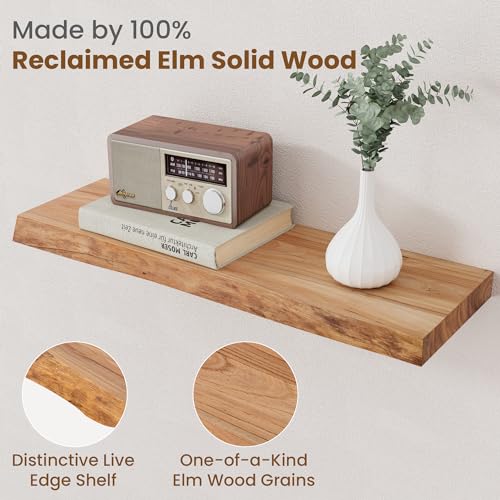 Close-up of live-edge elm wood grain