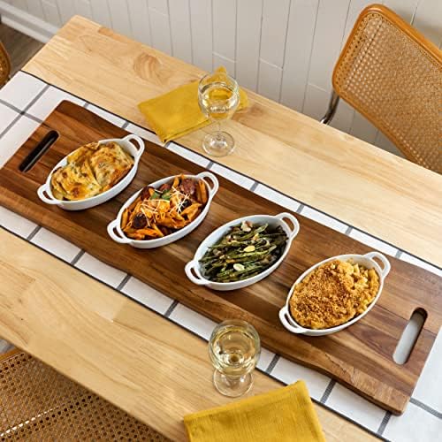 Acacia wood serving board handle detail