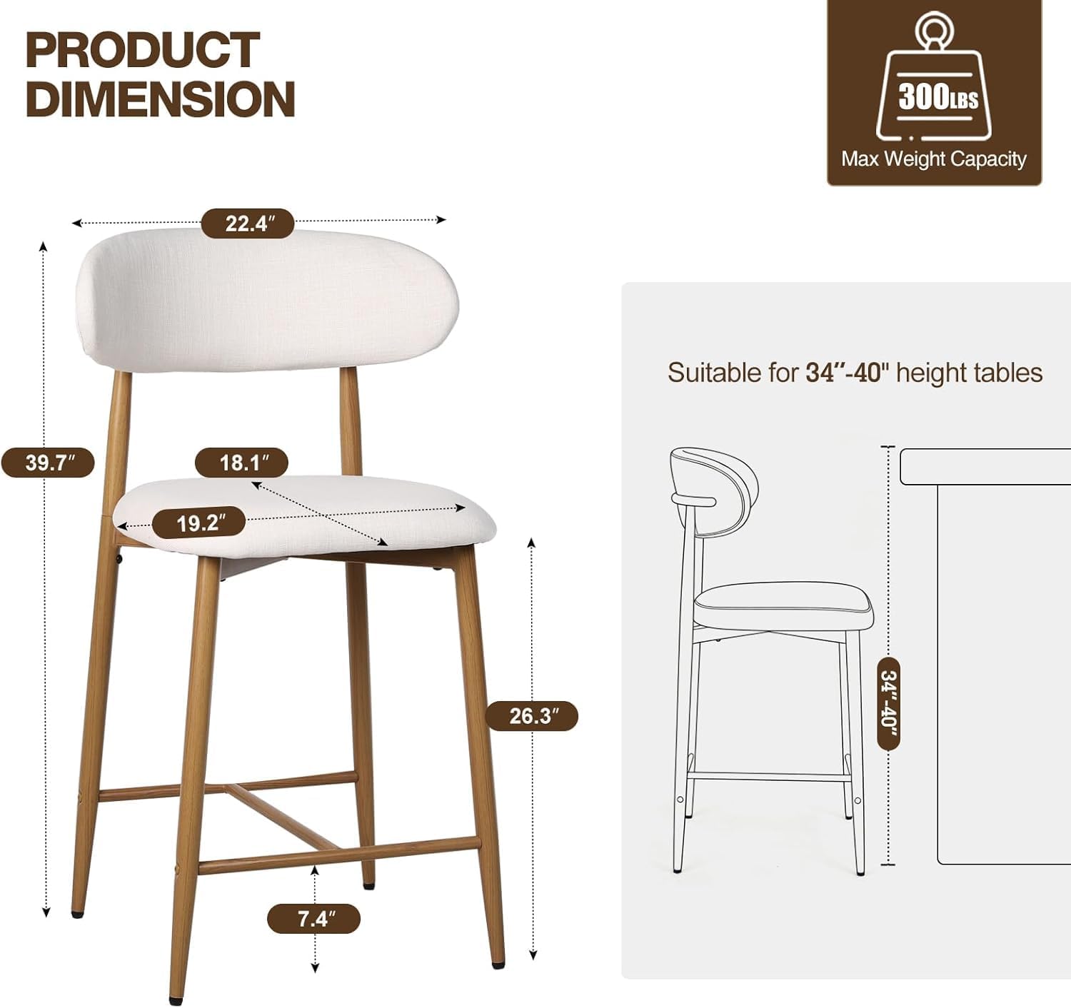 Bar stool shown from a side profile angle