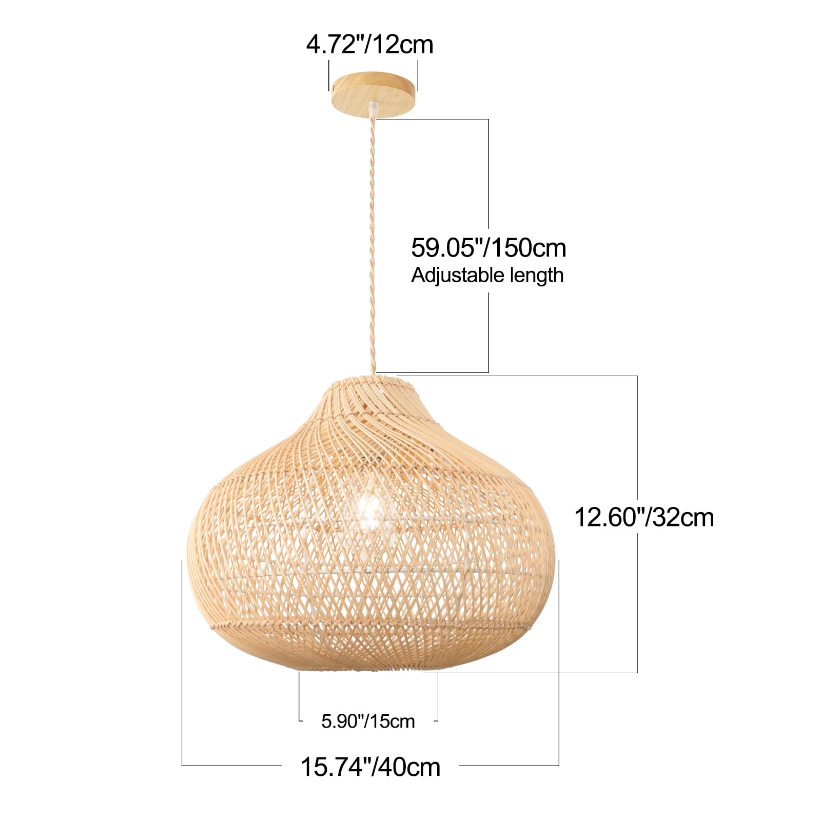 Rattan pendant light styled in a Japandi inspired interior