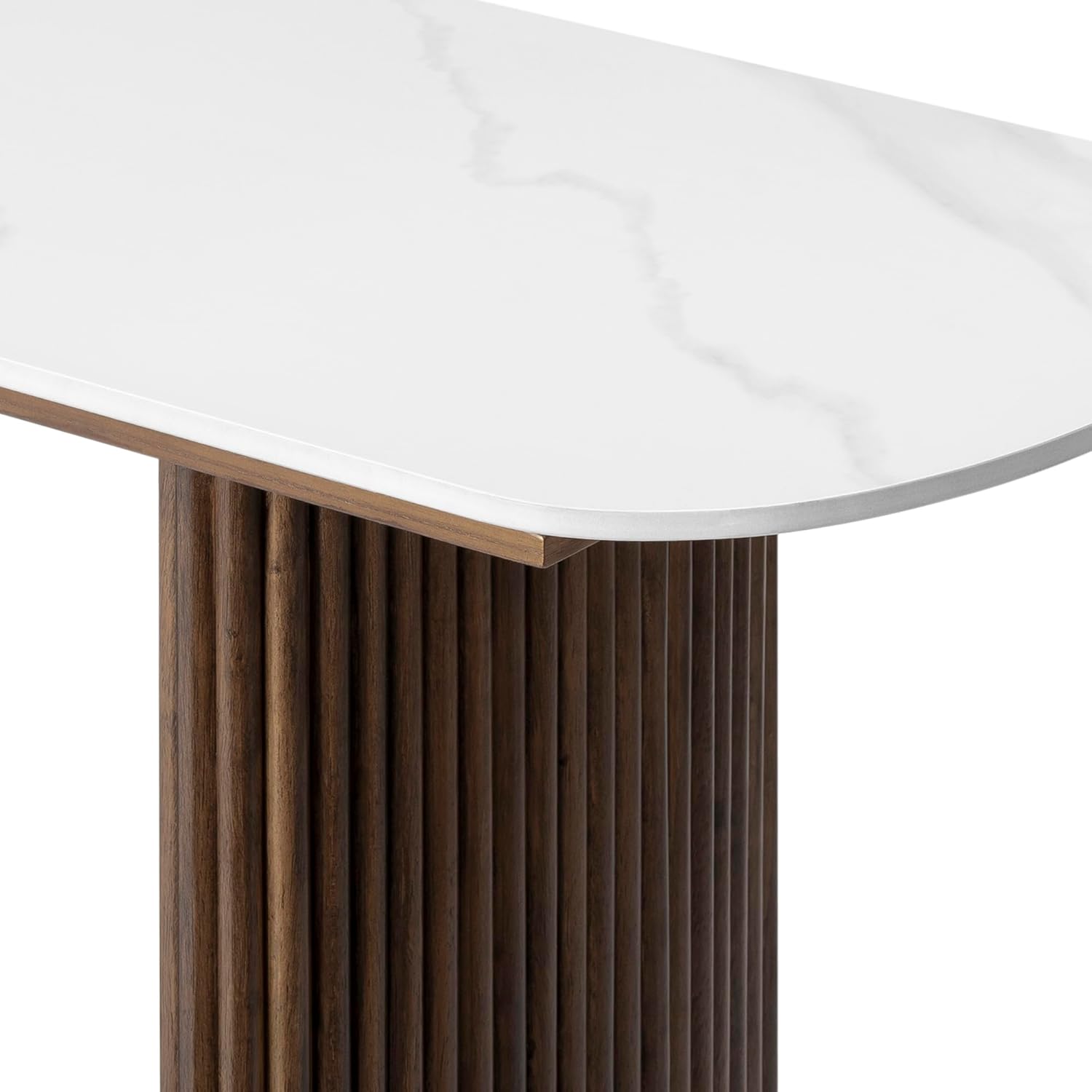 Console table styled with a table lamp and decorative objects
